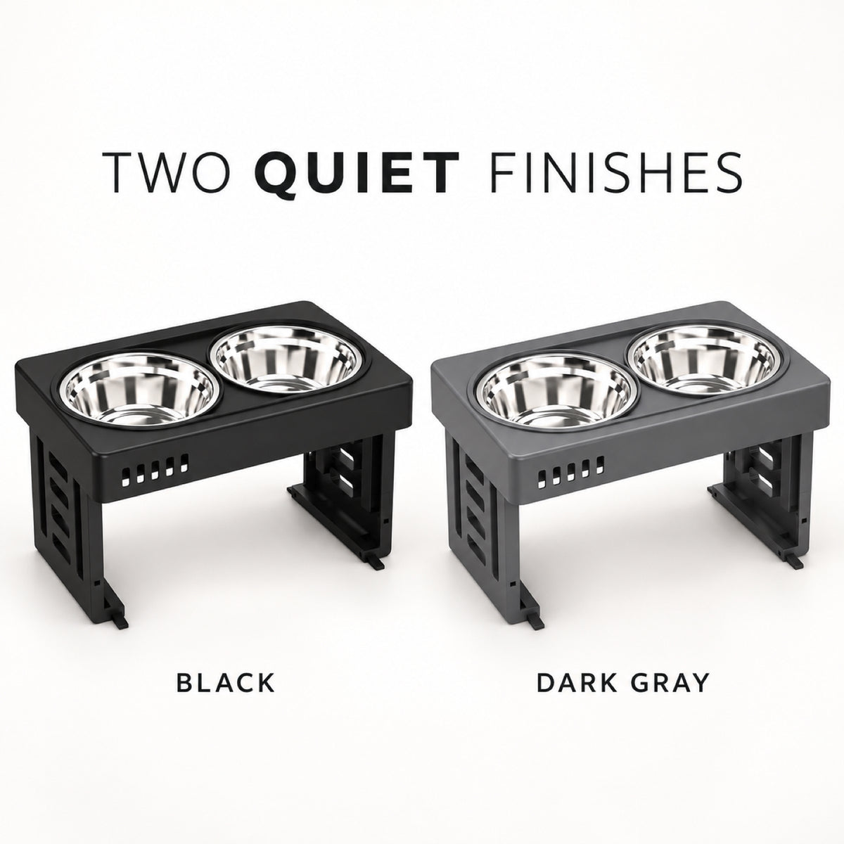 GAVPEPY Adjustable Double Pet Bowl Stand, 44 x 27.5 x 7.3 cm, Black or Gray, for Everyday Dog and Cat Meals or Water at Home, two raised feeding positions; a practical feeding setup for daily pet-care routines image 6 - 5.jpg