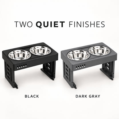 GAVPEPY Adjustable Double Pet Bowl Stand, 44 x 27.5 x 7.3 cm, Black or Gray, for Everyday Dog and Cat Meals or Water at Home, two raised feeding positions; a practical feeding setup for daily pet-care routines image 6 - 5.jpg