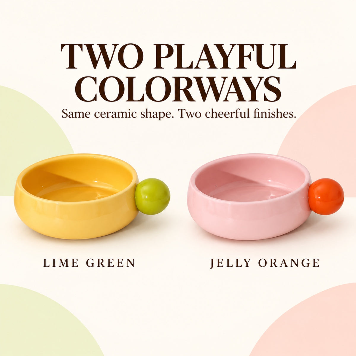Candy-Color Ceramic Pet Bowl, 2 Colors, 18.5 cm, By GAVPEPY image 6 - 5.jpg