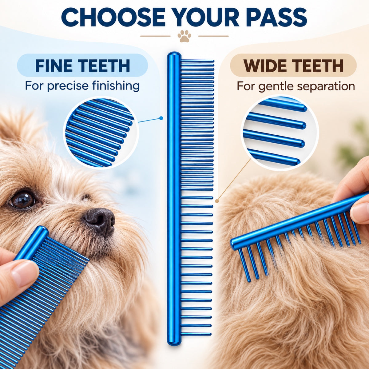 115 mm Dual-Density Metal Pet Face Comb, 4 Colors, By GAVPEPY image 6 - 5.jpg