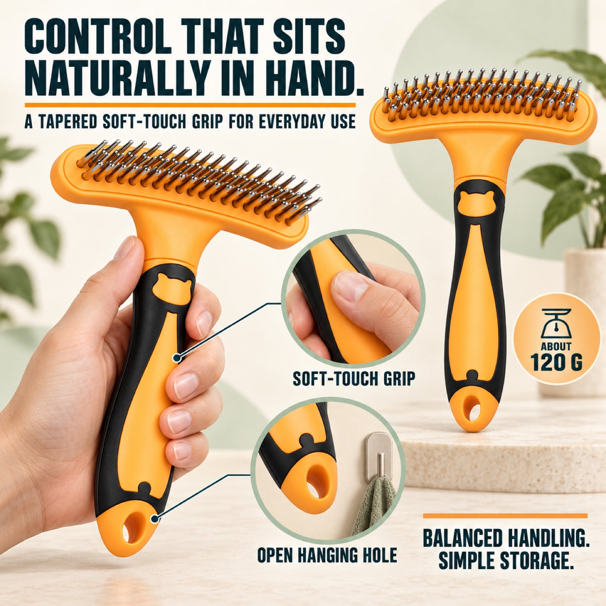 Double-Row Pet Grooming Rake, 5 Colors, By GAVPEPY image 6 - 5.jpg