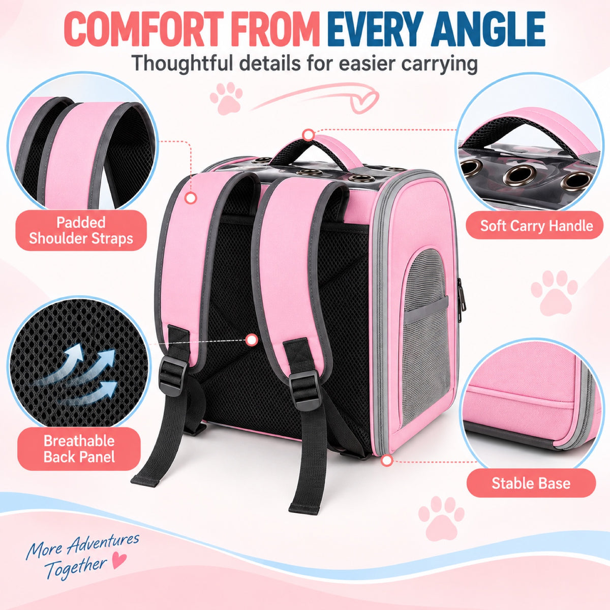 Transparent-Front Ventilated Pet Carrier Backpack, 6 Colors, By GAVPEPY image 6 - 5.jpg
