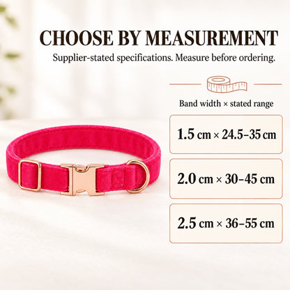 GAVPEPY Fabric Velvet-Look Dog Collar, Sizes 1-5 X 24-5-35 cm, 2-0 X 30-45 cm, 2-5 X 36-55 cm, Rose Pink, for neighborhood walks, park visits and daily dog wear; an adjustable neckwear option for supervised walks and everyday outings image 6 - 5.jpg