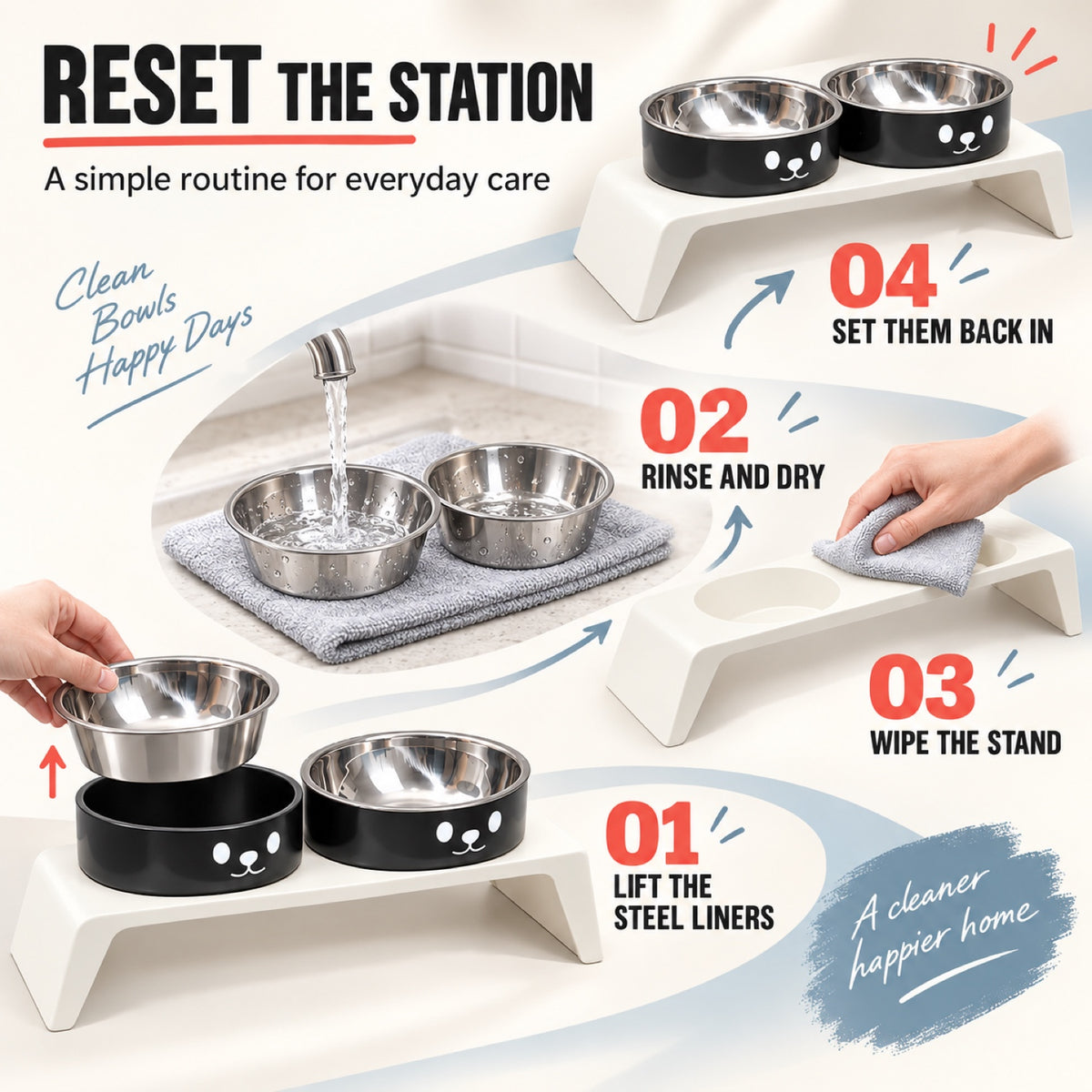 Cat-Face Stainless Steel Double Pet Bowl, 2 Colors, By GAVPEPY image 6 - 5.jpg