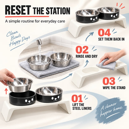 Cat-Face Stainless Steel Double Pet Bowl, 2 Colors, By GAVPEPY image 6 - 5.jpg