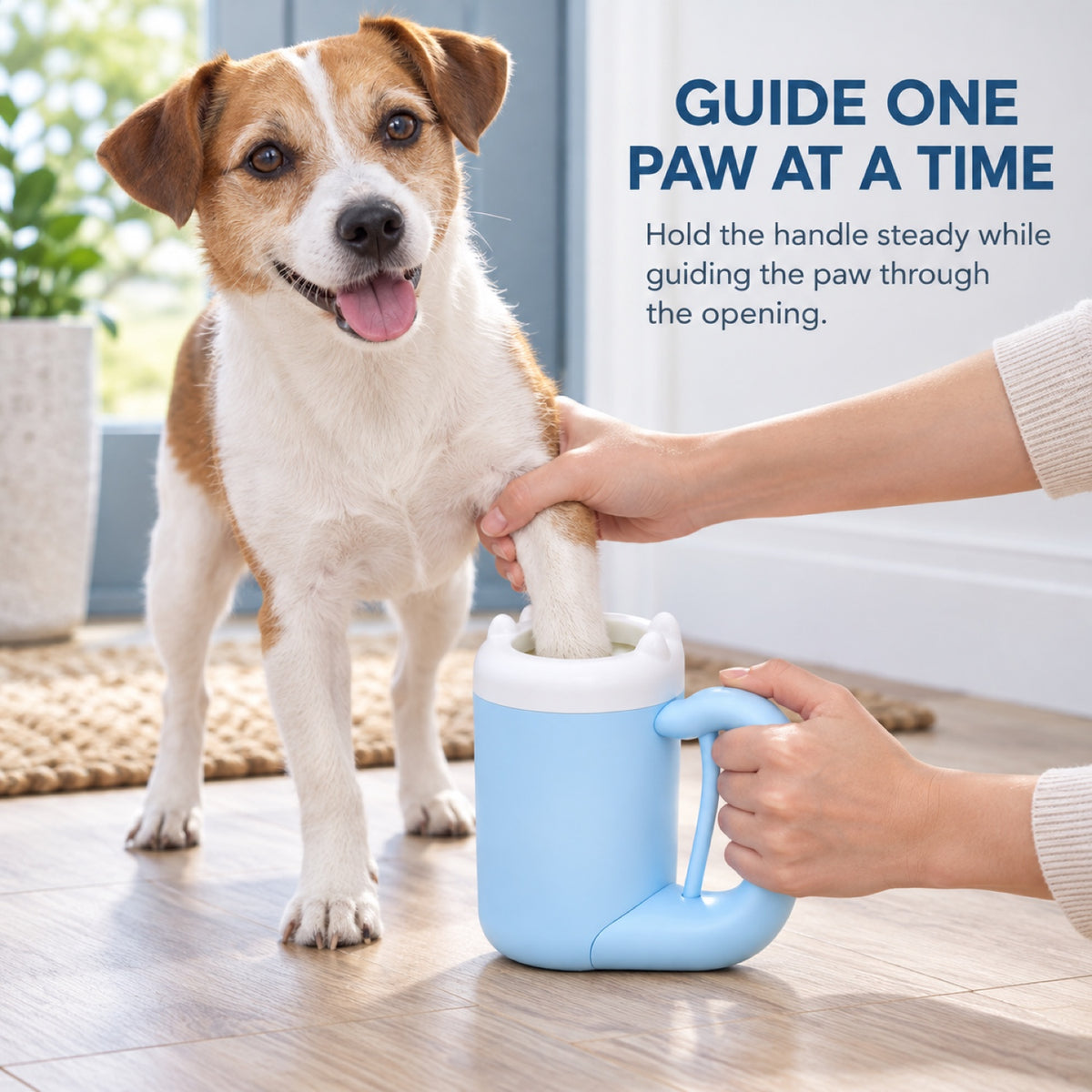 GAVPEPY ABS plastic Handled Paw Cleaning Cup, Sizes S, M, Blue, Pink, for cleaning paws after outdoor walks; reusable cup with the selected color and size shown in the product photos; review the selected variant photo for details image 5 - 5.jpg