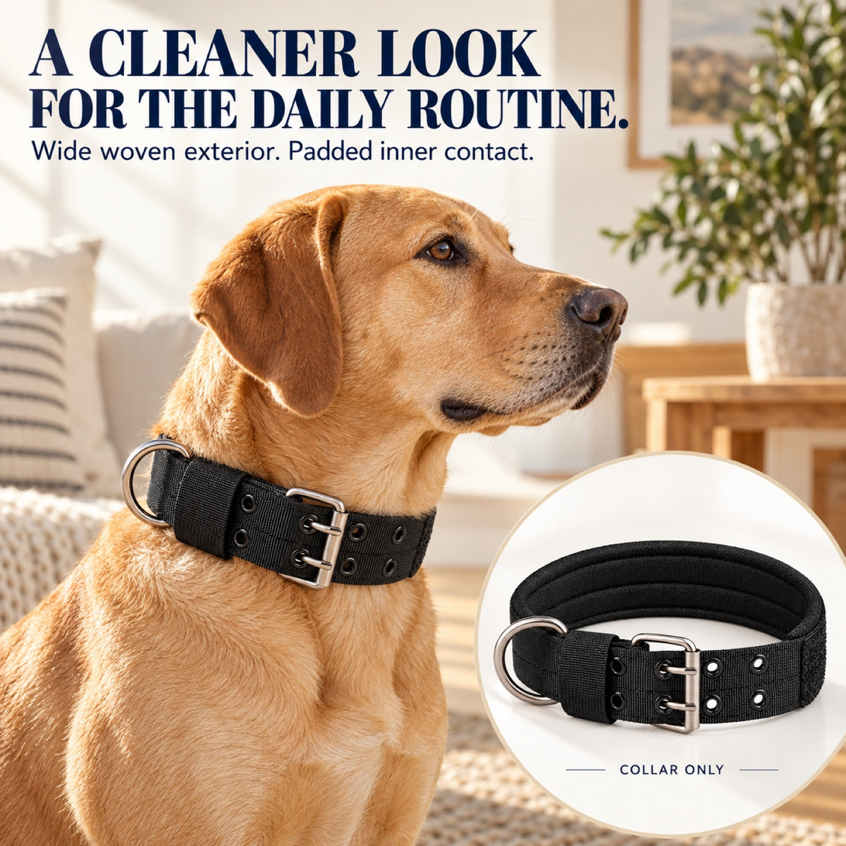 GAVPEPY Adjustable Tactical Dog Collar, Sizes M, L, XL, Black, Khaki, Green, Camouflage, for neighborhood walks, park visits and daily dog wear; an adjustable neckwear option for supervised walks and everyday outings image 6 - 5.jpg