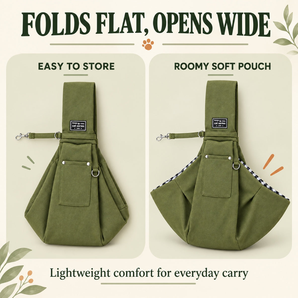 Foldable Pet Sling Carrier with Safety Clip, 13 Colors, By GAVPEPY image 6 - 5.jpg