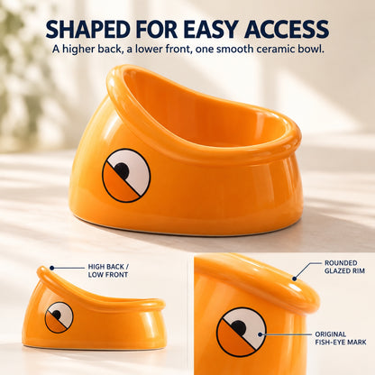 GAVPEPY Ceramic Fish-Head Pet Bowl, fish-head design; numeric dimensions not supplied, Orange, for Everyday Dog and Cat Meals or Water at Home, sculpted fish-head shape around an open bowl; a practical feeding setup for daily pet-care routines image 6 - 5.jpg