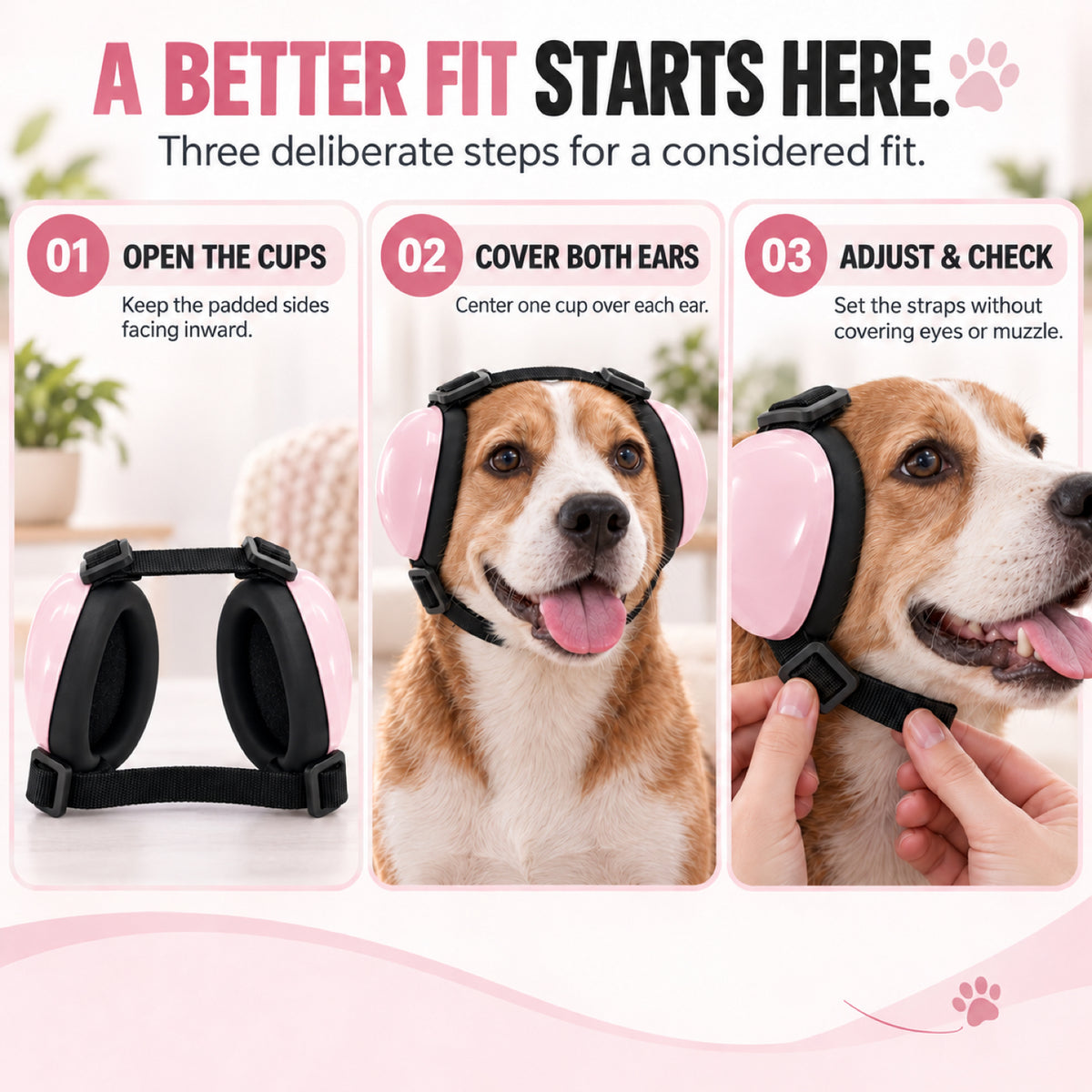 GAVPEPY ABS-Shell Adjustable Dog Ear Muffs, selected S, M and L sizes in Pink, Blue, Orange, Black, Red, Purple, White or Green, for covering canine ears during supervised noisy routines, home, travel, grooming and outdoor events image 6 - 5.jpg