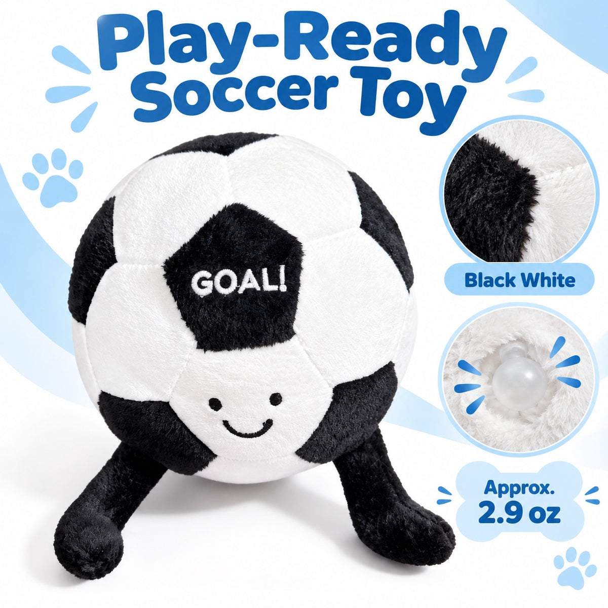 Plush Fabric Squeaky Soccer Dog Toy, 1 Style, By GAVPEPY image 7 - 6.jpg