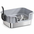 GAVPEPY Stainless Steel and Plastic Low-Entry Extra Large High-Sided Cat Litter Box for Indoor Cat Litter Management and Daily Cleaning, Colors Light Gray, Dark Gray, and Graphite Black, for Homes, Apartments, Bathrooms and Dedicated Litter Areas