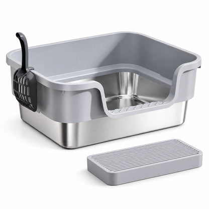 GAVPEPY Extra Large Stainless Steel High-Sided Cat Litter Box, 6 Options image 10 - 6144801203585.jpg