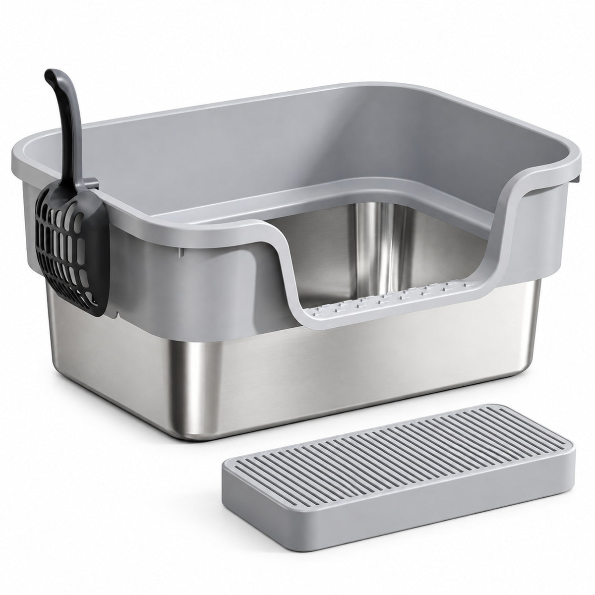 GAVPEPY Extra Large Stainless Steel High-Sided Cat Litter Box, 6 Options image 8 - 6144801203588.jpg