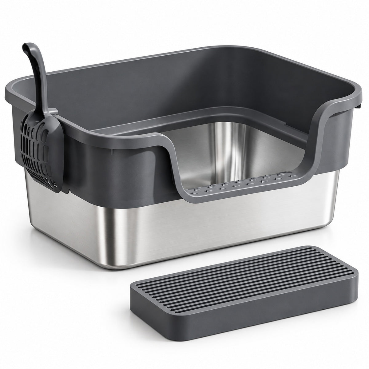 GAVPEPY Extra Large Stainless Steel High-Sided Cat Litter Box, 6 Options image 12 - 6144801203589.jpg