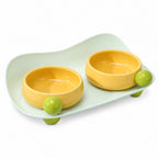 GAVPEPY Candy-Color Ceramic Double Pet Bowl Set, 3 Colors, 37 cm for Everyday Feeding, Water Service and Organized Pet Care, Size 37 cm, Colors Lime Green, Citrus Gray, and Jelly Orange, for Home Kitchens, Feeding Stations and Travel Setups