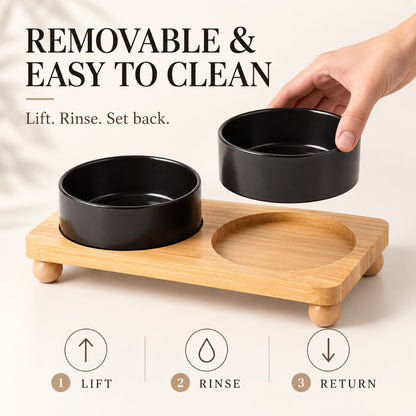Raised Ceramic Double Pet Bowl with Bamboo Stand, 40 Options, By GAVPEPY image 7 - 6.jpg