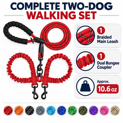 No-Tangle Dual-Dog Bungee Leash, 52 Options, By GAVPEPY image 7 - 6.jpg