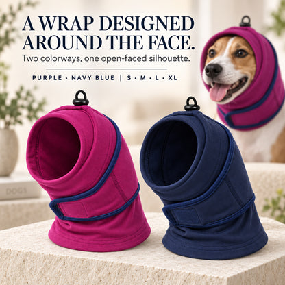 GAVPEPY Fleece-Style B-Shape Dog Head and Neck Wrap, Navy Blue or Purple in S, M, L and XL, for covering ears and neck during supervised cool-weather or noisy routines, walks, home, grooming and travel image 7 - 6.jpg