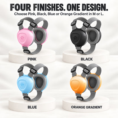 GAVPEPY ABS-Shell Dog Ear Muffs with Wraparound Straps, M or L with Black, Blue, Orange Gradient or Pink ear cups, for covering canine ears during thunderstorms, fireworks and grooming noise, home routines, outdoor events, travel and grooming visits image 7 - 6.jpg