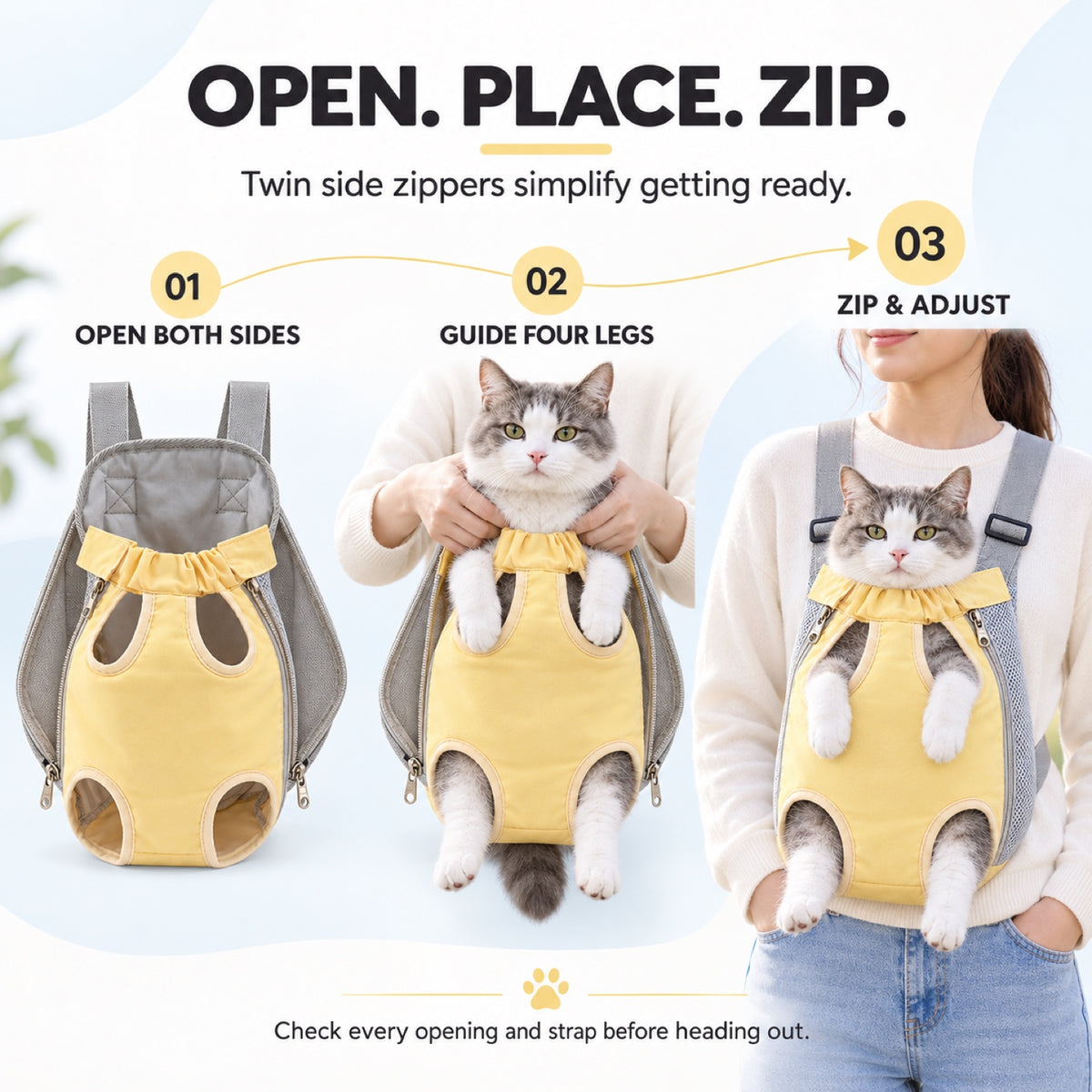 Cream Yellow Front Pet Carrier Backpack, 2 Sizes, By GAVPEPY image 7 - 6.jpg
