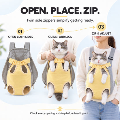 Cream Yellow Front Pet Carrier Backpack, 2 Sizes, By GAVPEPY image 7 - 6.jpg