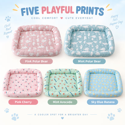 Printed Ice Silk Cooling Pet Bed, 5 Patterns & 3 Sizes, By GAVPEPY image 7 - 6.jpg