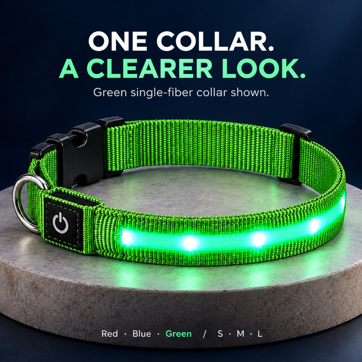 GAVPEPY Nylon Single-Fiber LED Dog Collar, Sizes S, M, L, Red, Blue, Green, for neighborhood walks, park visits and daily dog wear; an adjustable neckwear option for supervised walks and everyday outings image 7 - 6.jpg