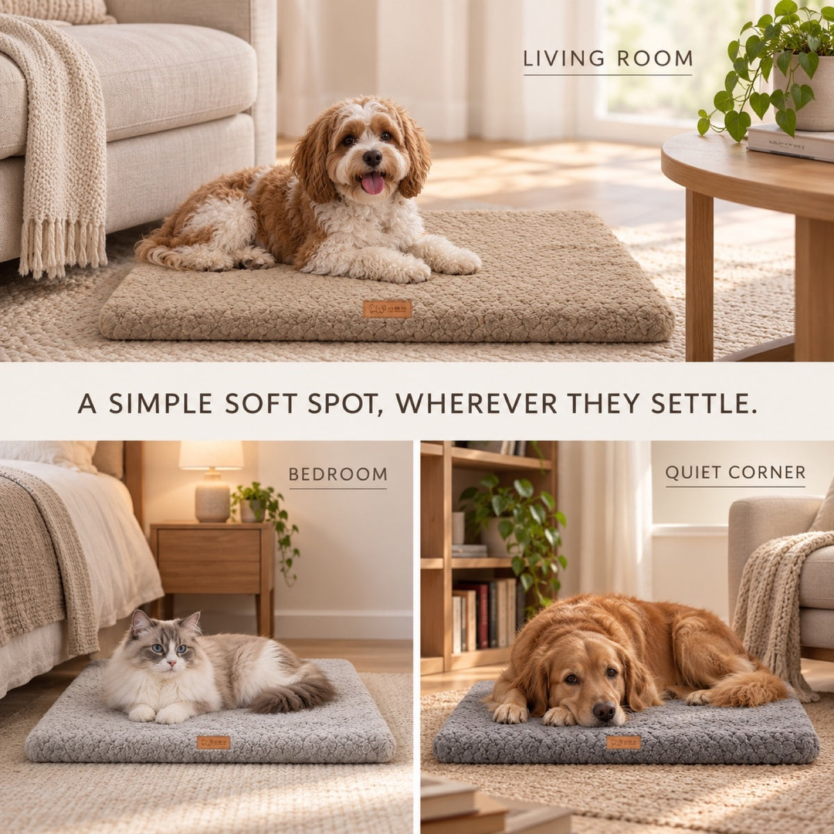 Removable-Cover Foam Pet Bed Mat, 4 Colors & 5 Sizes, By GAVPEPY image 7 - 6.jpg