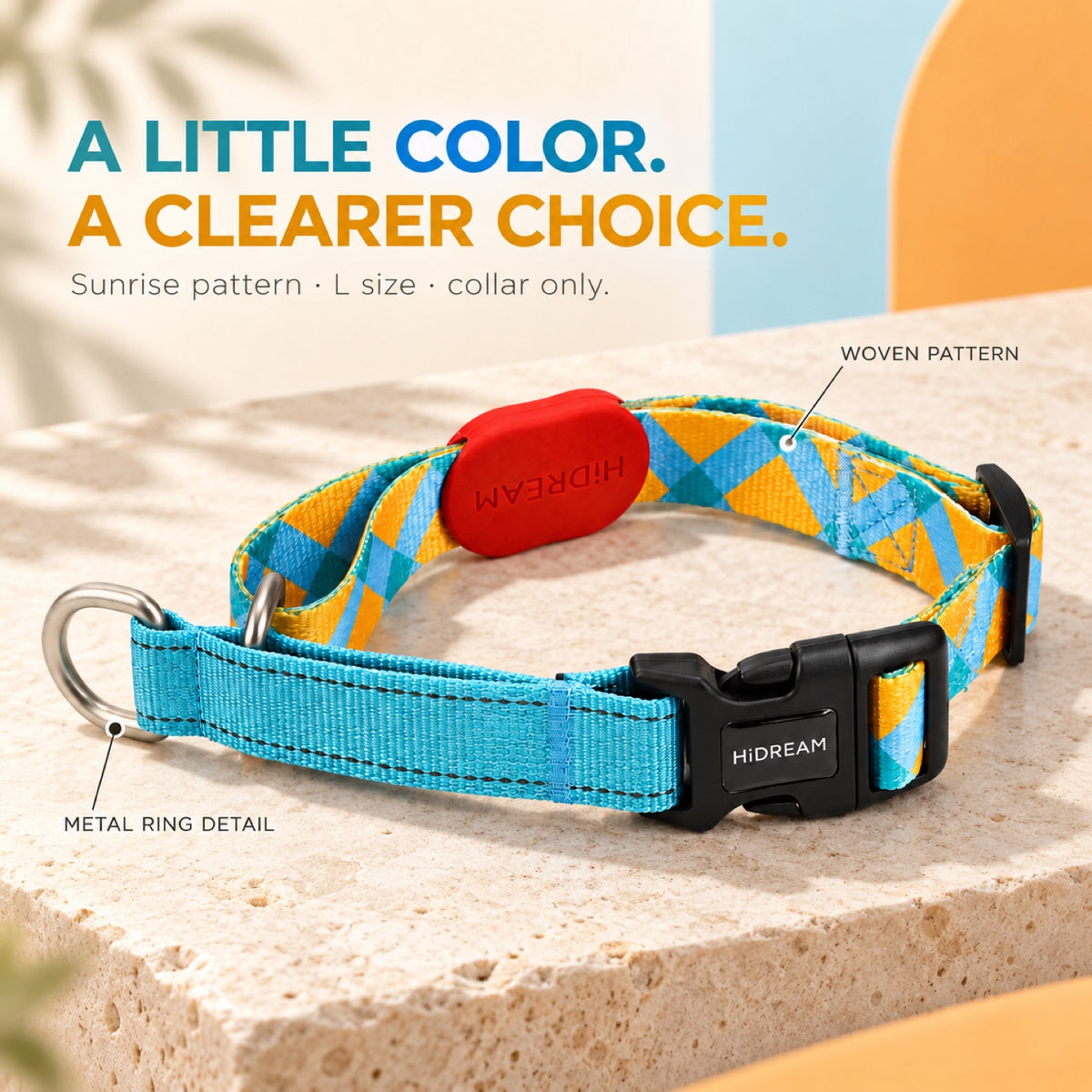 GAVPEPY Polyester Half-Check Dog Collar, Sizes L, M, Sunrise Pattern, Florida Pattern, for neighborhood walks, park visits and daily dog wear; an adjustable neckwear option for supervised walks and everyday outings image 7 - 6.jpg
