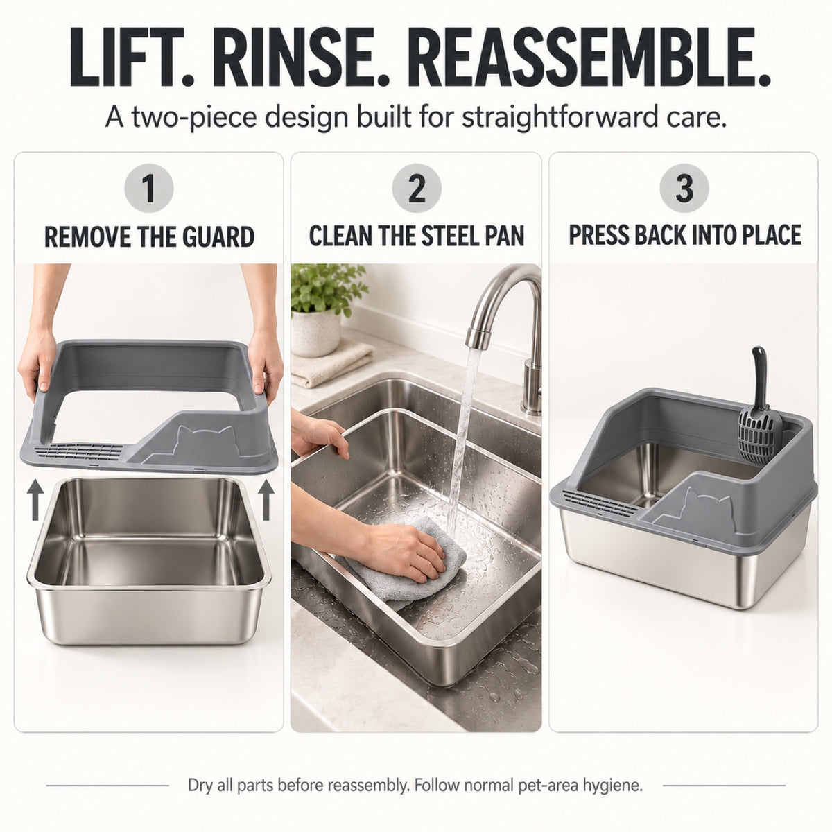 GAVPEPY Extra Large Stainless Steel High-Sided Cat Litter Box, 56 Options image 7 - 6.jpg
