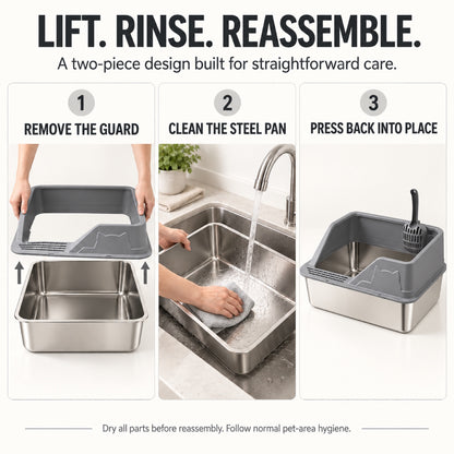 GAVPEPY Extra Large Stainless Steel High-Sided Cat Litter Box, 56 Options image 7 - 6.jpg