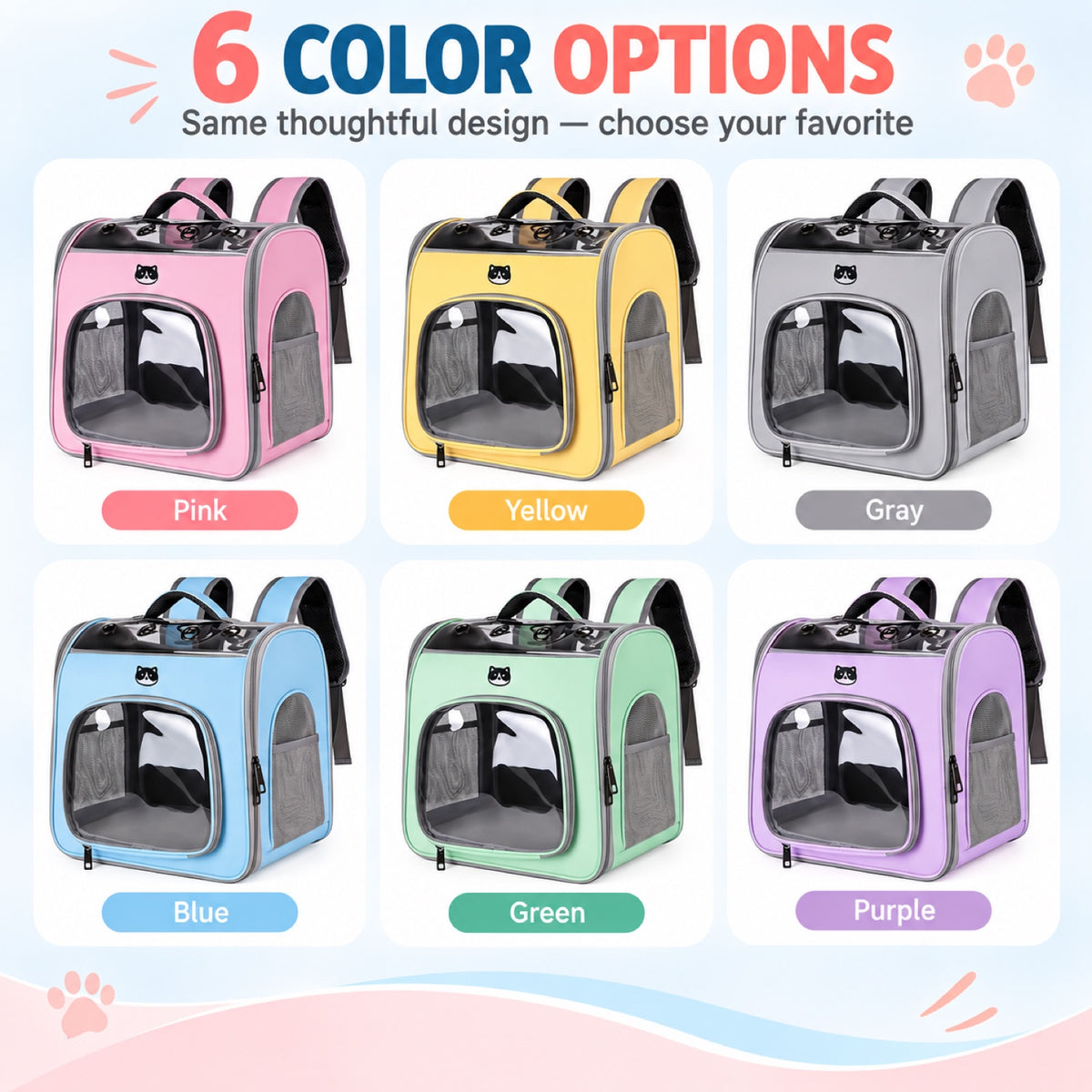 Transparent-Front Ventilated Pet Carrier Backpack, 6 Colors, By GAVPEPY image 7 - 6.jpg