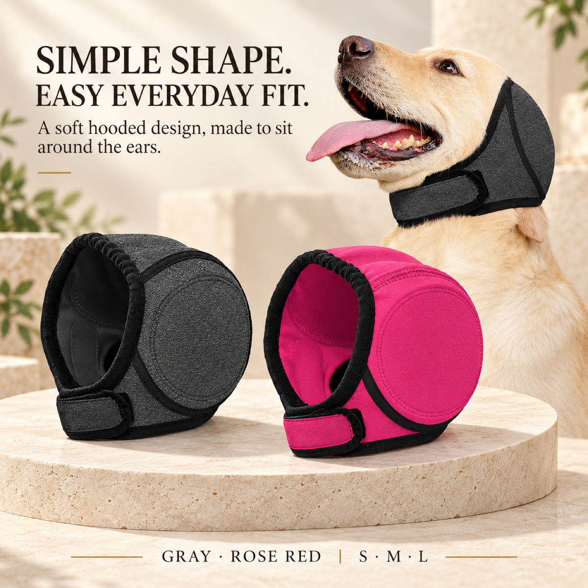 GAVPEPY Neoprene Dog Ear Cover Hood, Gray or Rose Red in S, M and L, for covering the ears during supervised baths and grooming routines, home wash stations, grooming appointments and routine pet care image 7 - 6.jpg