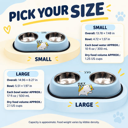 Cat-Print Double Pet Bowl, 2 Sizes, By GAVPEPY image 7 - 6.jpg