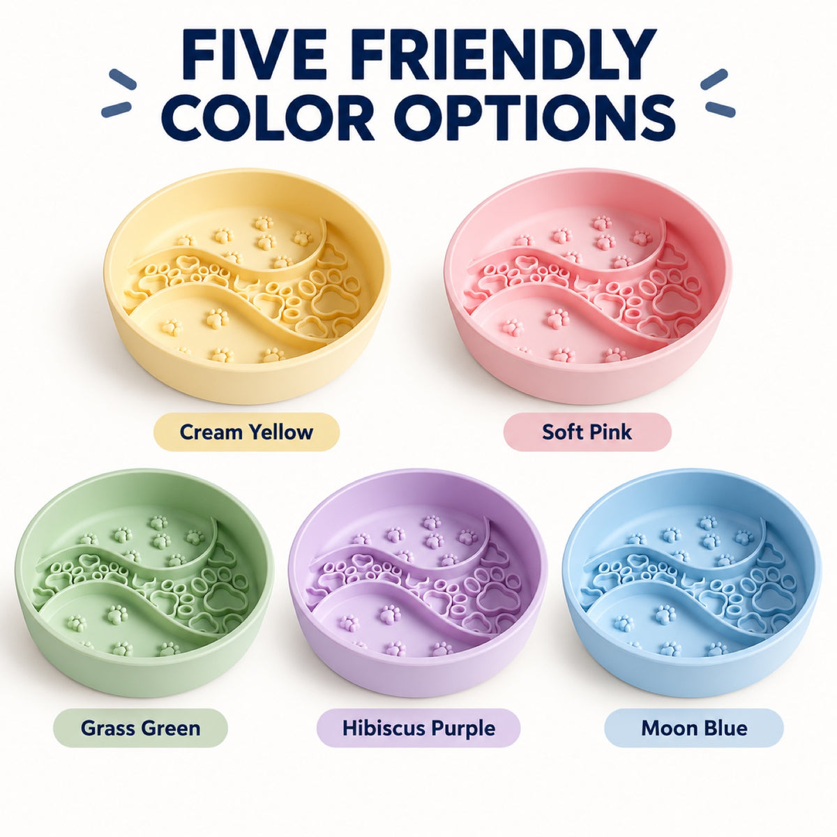 Paw Print Silicone Pet Lick Bowl, 5 Colors, By GAVPEPY image 7 - 6.jpg