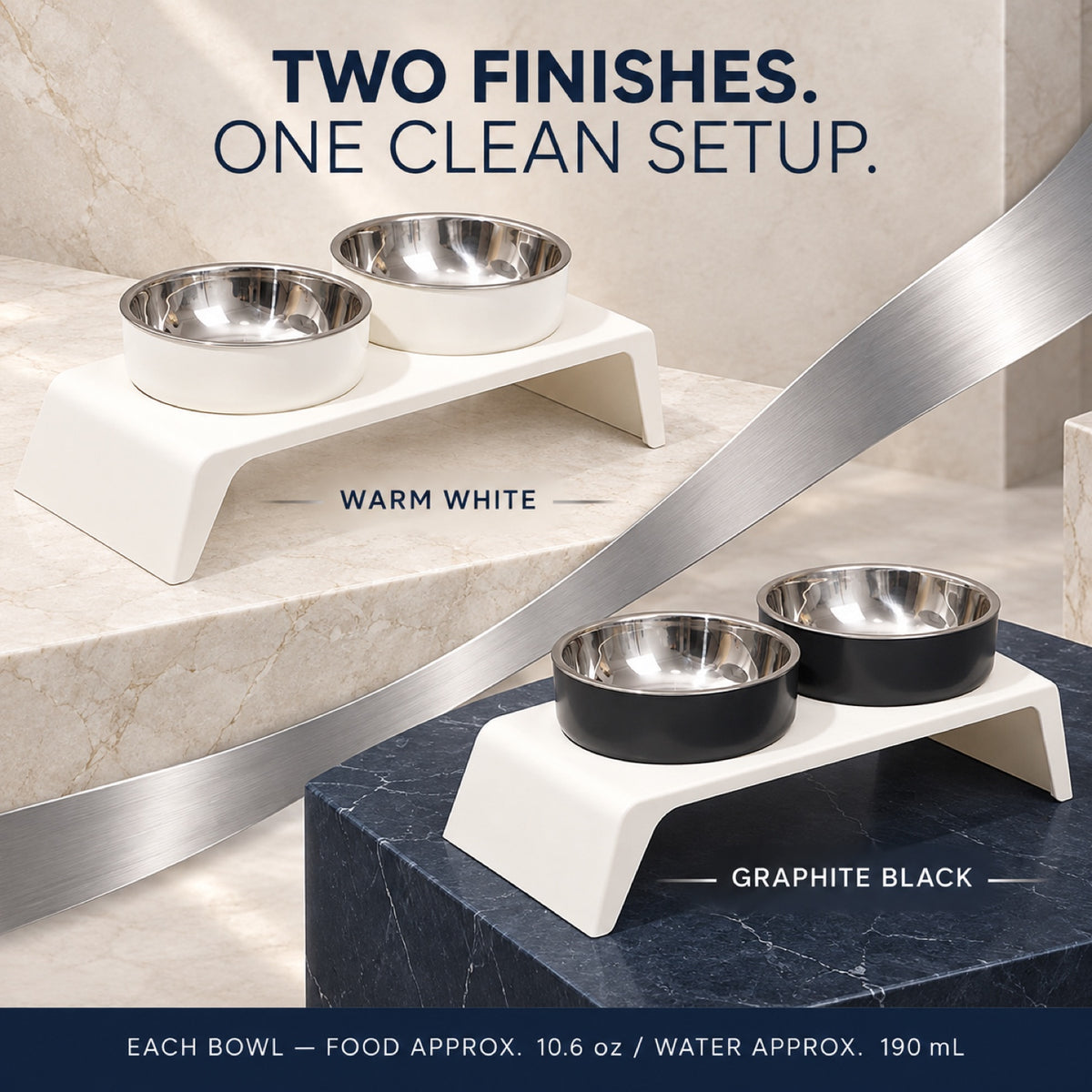 Solid-Color Stainless Steel Double Pet Bowl, 2 Colors, By GAVPEPY image 7 - 6.jpg