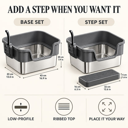GAVPEPY Extra Large Stainless Steel High-Sided Cat Litter Box, 6 Options image 7 - 6.jpg