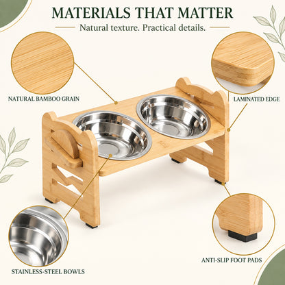 Foldable Bamboo Elevated Double Pet Bowl Stand, 2 Sizes, By GAVPEPY image 7 - 6.jpg