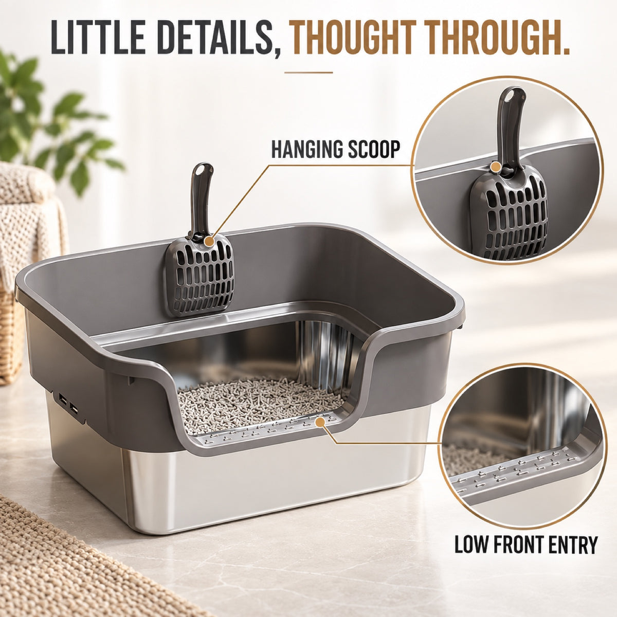 GAVPEPY Extra Large Stainless Steel Top-Entry Cat Litter Box, 18 Options image 7 - 6.jpg