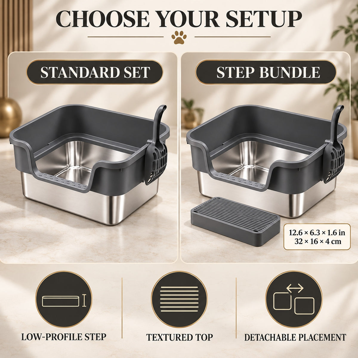 GAVPEPY Extra Large Stainless Steel High-Sided Cat Litter Box, 6 Options image 7 - 6.jpg