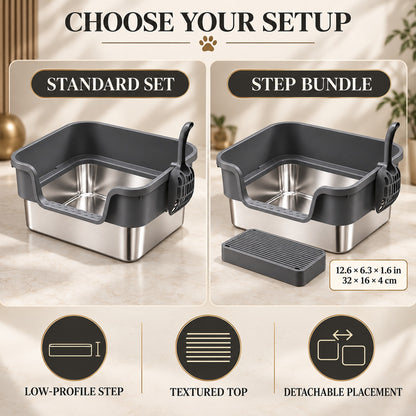 GAVPEPY Extra Large Stainless Steel High-Sided Cat Litter Box, 6 Options image 7 - 6.jpg