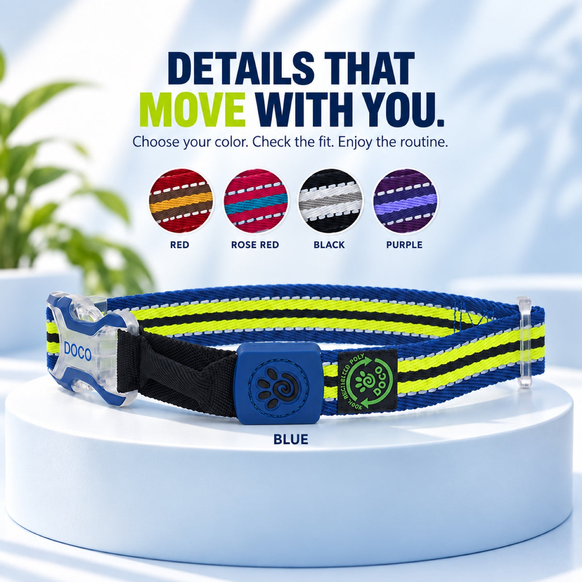 GAVPEPY Recycled webbing and braided nylon Reflective Woven Dog Collar, Sizes S, M, L, 5 color or pattern options, for neighborhood walks, park visits and daily dog wear; an adjustable neckwear option for supervised walks and everyday outings image 7 - 6.jpg