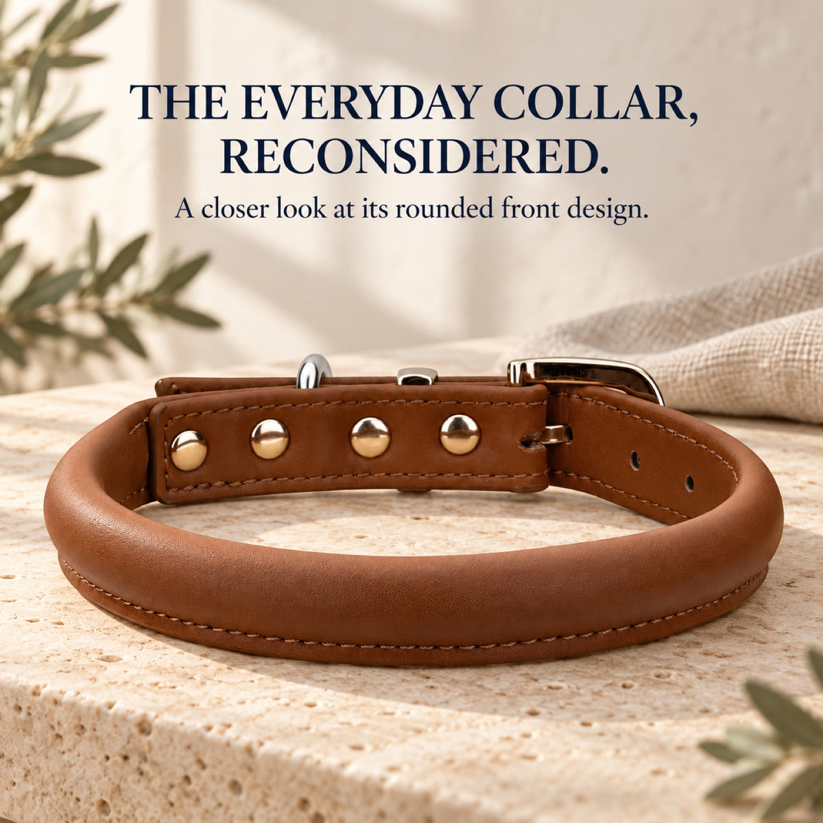 GAVPEPY Leather-style material Padded Dog Collar, Sizes S, M, L, XL, Brown, White, Black, for neighborhood walks, park visits and daily dog wear; an adjustable neckwear option for supervised walks and everyday outings image 7 - 6.jpg