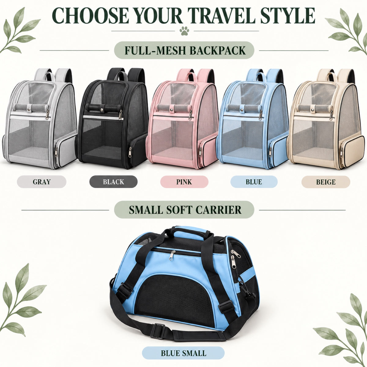 Full-Mesh Foldable Pet Backpack, 6 Options, By GAVPEPY image 7 - 6.jpg