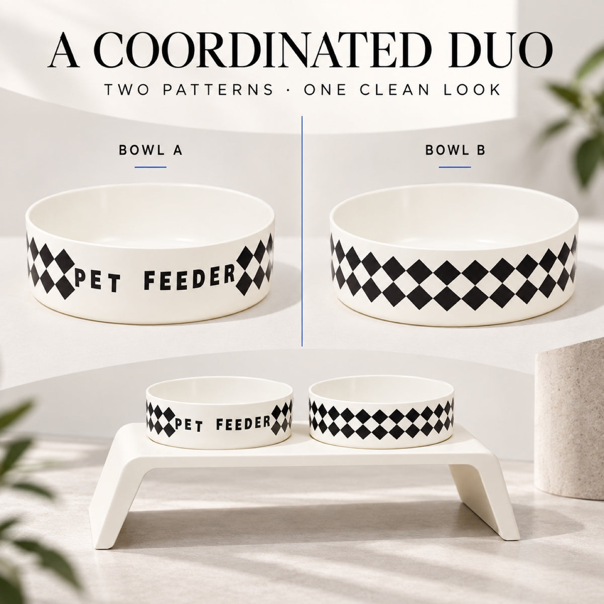 Elevated Grid Double Pet Bowl, White, By GAVPEPY image 7 - 6.jpg