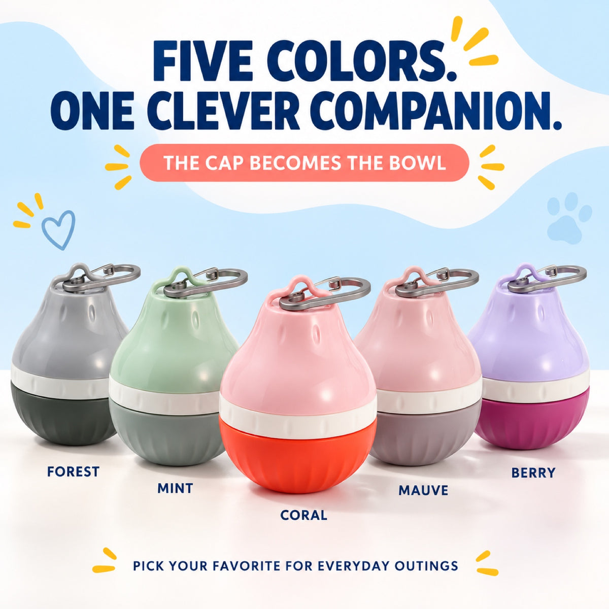 Compact Pet Water Dispenser, 220 or 420 mL, 5 Colors, By GAVPEPY image 7 - 6.jpg