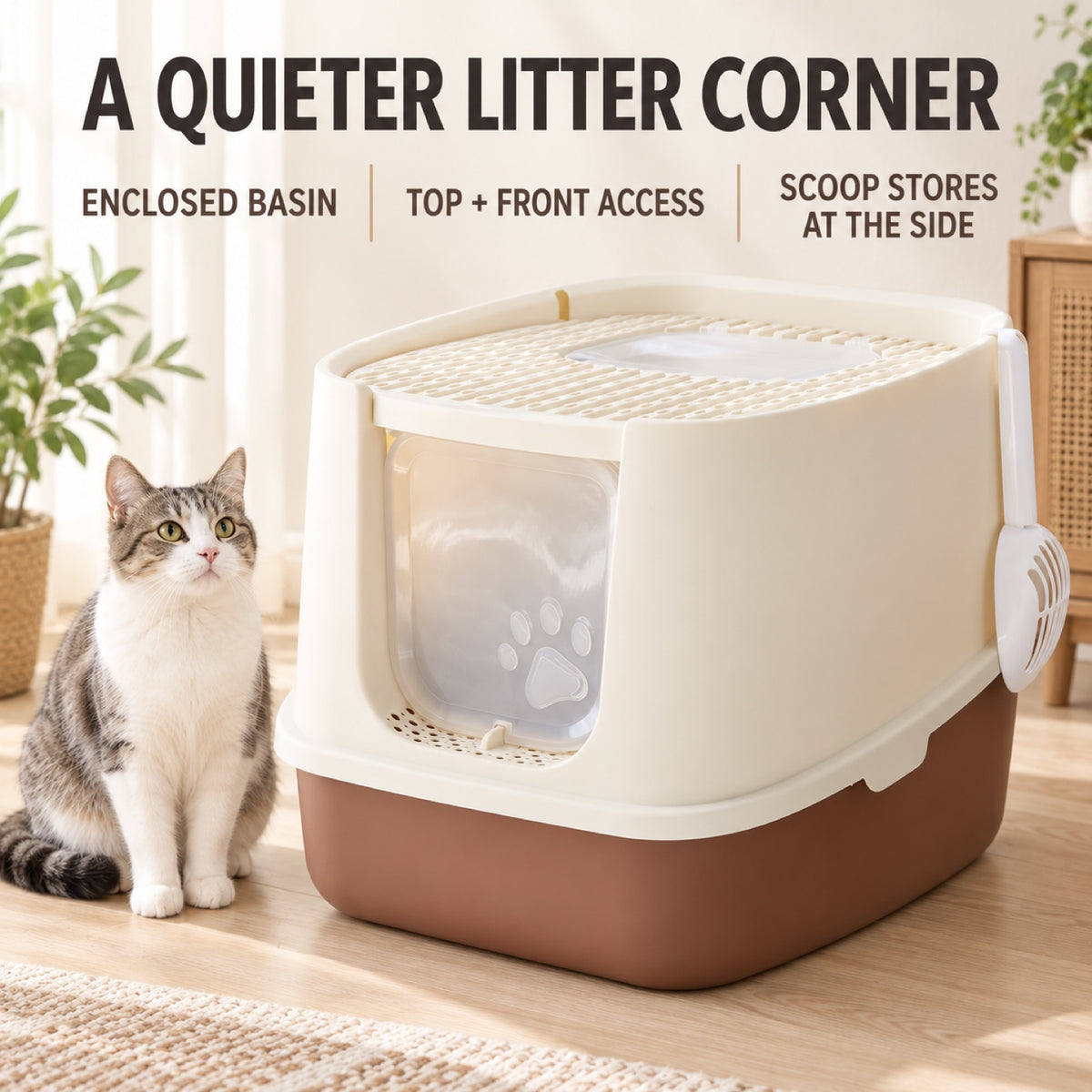 GAVPEPY Extra Large Top-Entry Enclosed Cat Litter Box, 2 Options image 7 - 6.jpg