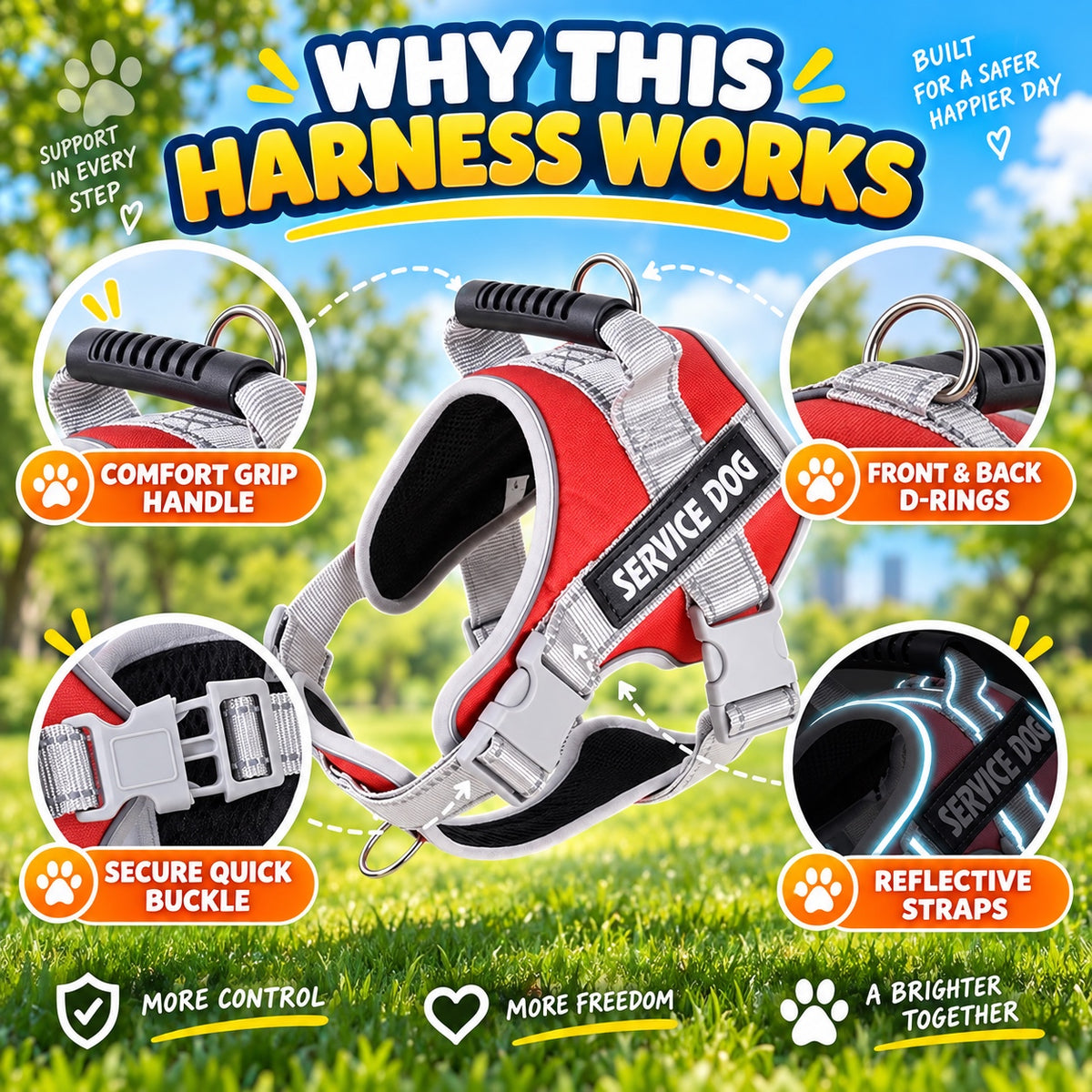Reflective Saddle-Style Dog Harness, 5 Colors and 5 Sizes, By GAVPEPY image 7 - 6.jpg