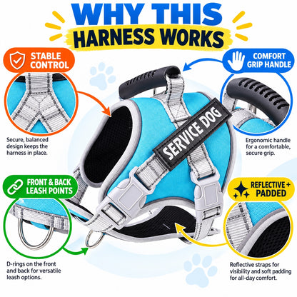 Reflective Service Dog Harness, 10 Colors and 6 Sizes, By GAVPEPY image 7 - 6.jpg